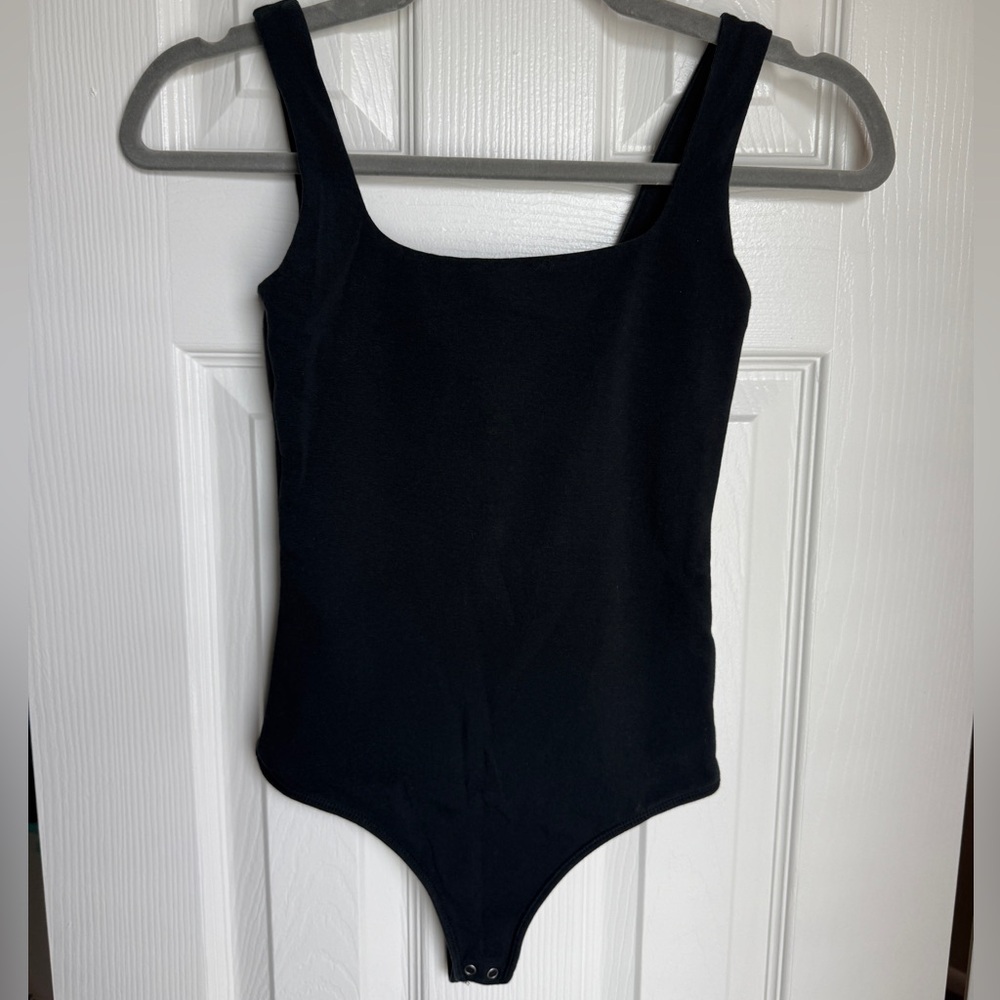 ABERCROMBIE & FITCH Square Neck Bodysuit Black Casual Soft A&F Seamless Sz XS